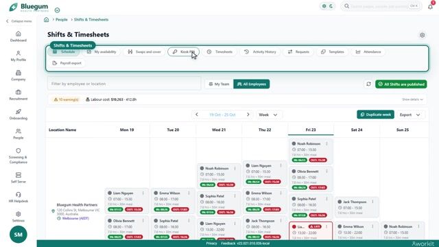 Preview frame of the Rostering & Timesheets video overview